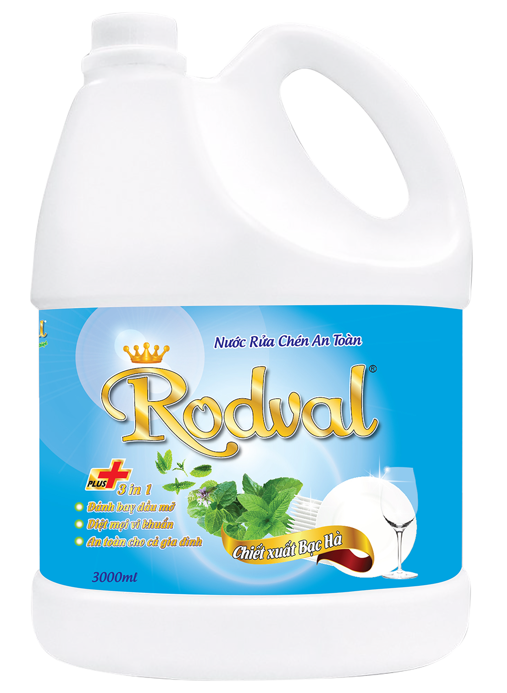 Nước rửa chén Rodval hương bạc hà 3L